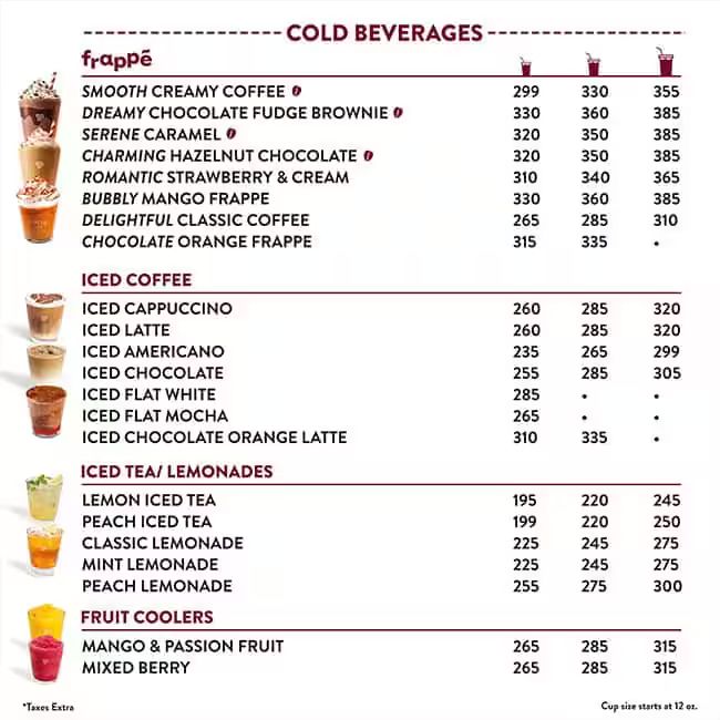 Costa Coffee Cold Beverages