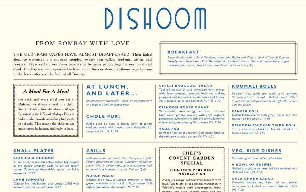 Dishoom Menu UK